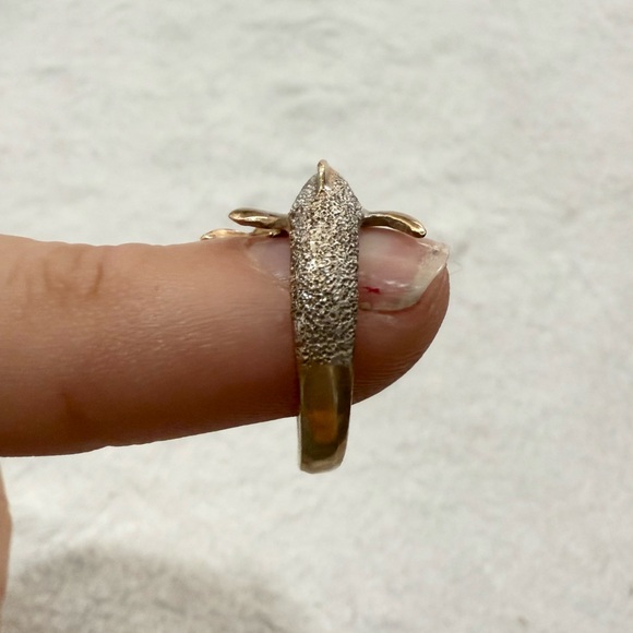 Vintage 14k Yellow Gold Dolphin Ring with Lab Created Ruby Eyes